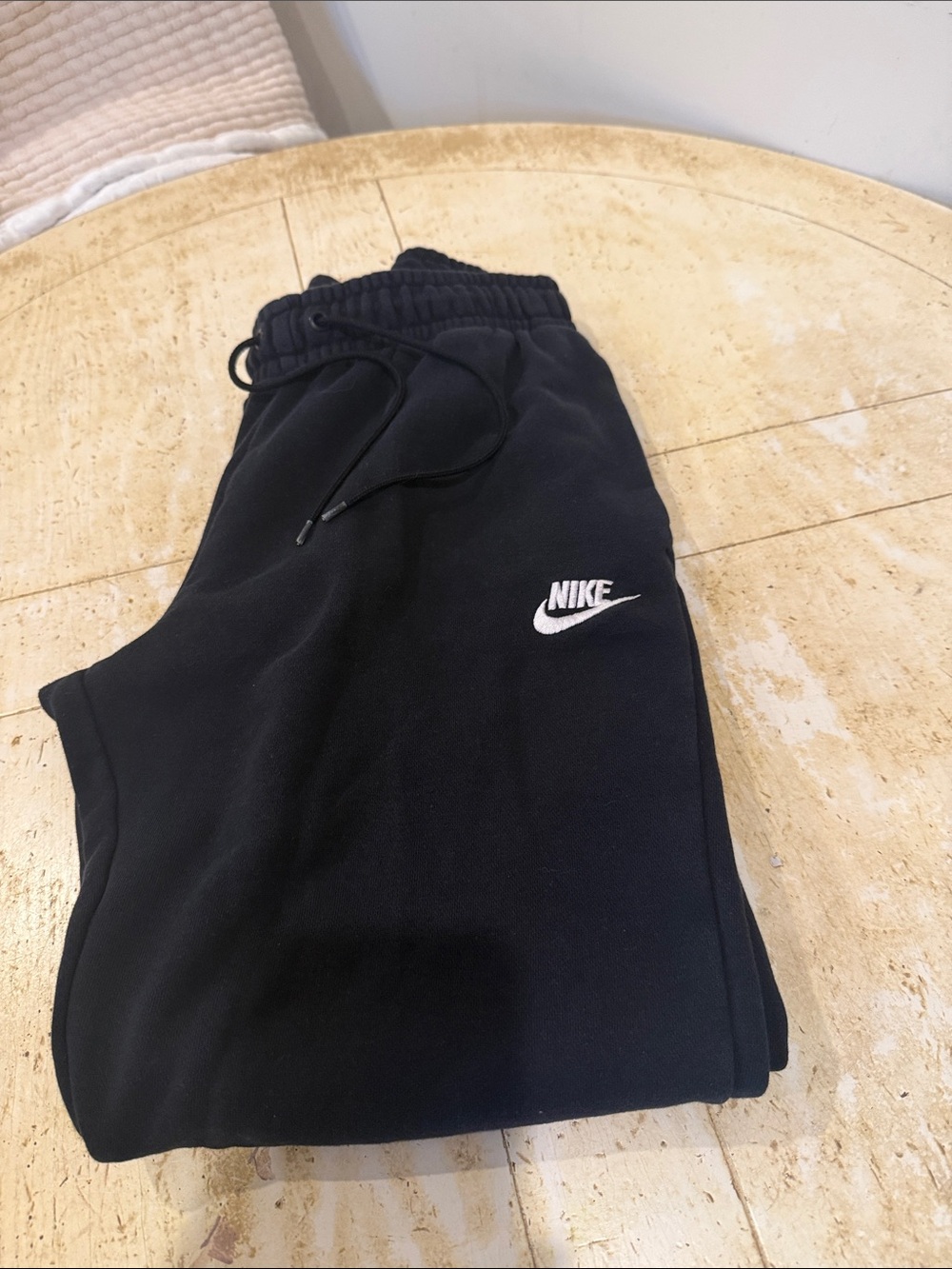 Nike Black Youth Fleece Joggers with White Logo